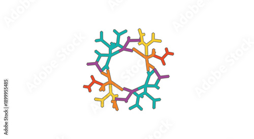Abstract Colorful Network Connection Structure. Collaboration, Technology, and Molecular System Icon.