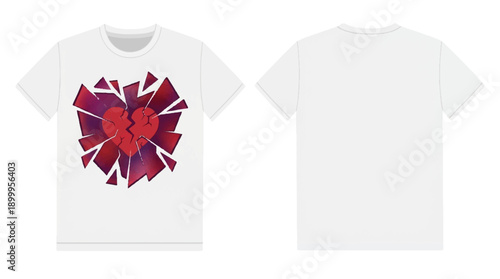 Dynamic Flat Vector Broken Glass Mockup with Abstract Red Valentine Elements