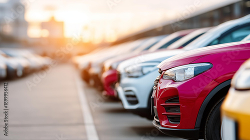Wallpaper Mural Row of cars organized on parking facility, multiple vehicles in linear arrangement, automotive lot storage, commercial parking infrastructure, transportation zone, orderly vehicle Torontodigital.ca