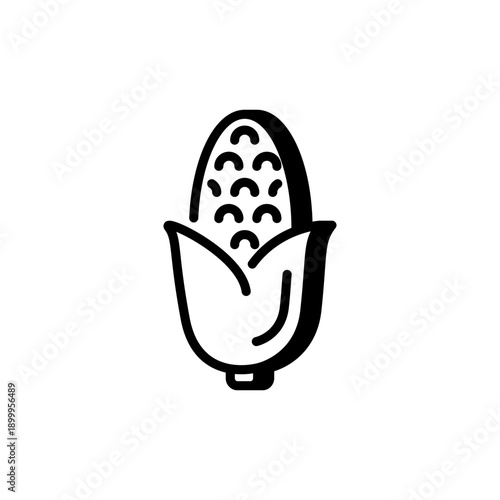 Corn line icon, farm food and agriculture products