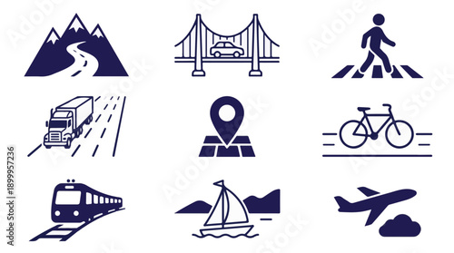 Industry 4.0, AI, Robotics, and Digital Technology Icons Set