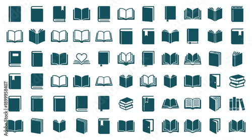 Set of graphic book icons, minimalist design, for education and learning