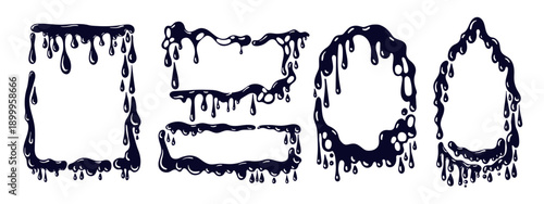 Chocolate frames. Sweet cream, honey drawn border