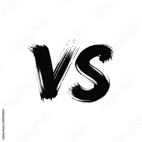 Bold black lettering displaying vs with a rough brushstroke aesthetic