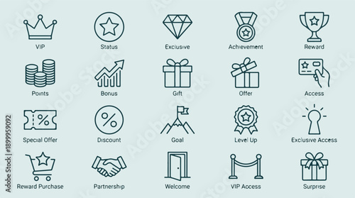 Collection of Fast Food and Snack Outline Icons with Teal Fill