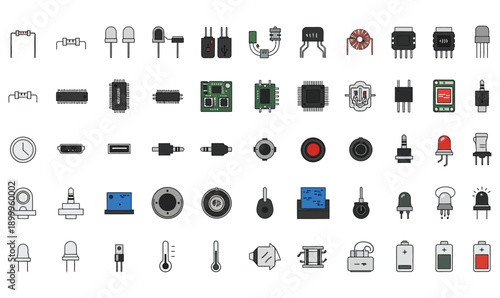 Various vector illustrations of various electronic component icons_26