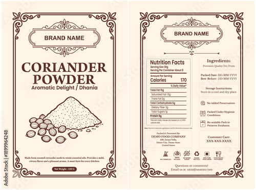 Coriander Powder Packaging Label