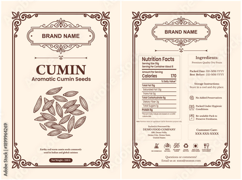 Cumin Seeds Packaging Label 