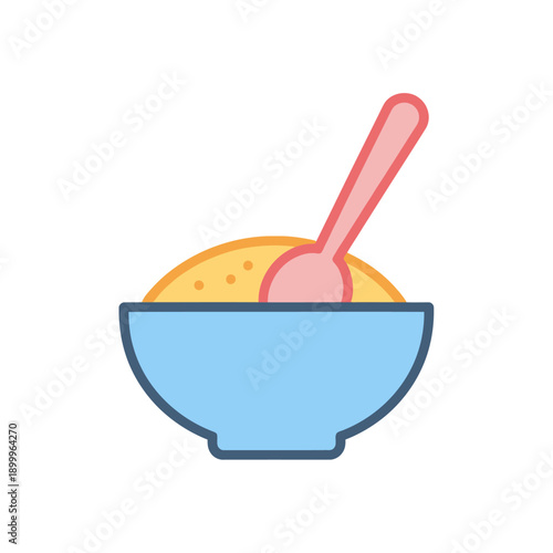 Bowl of Cereal with Spoon Inside.