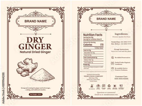 Dry Ginger Powder Packaging Label 