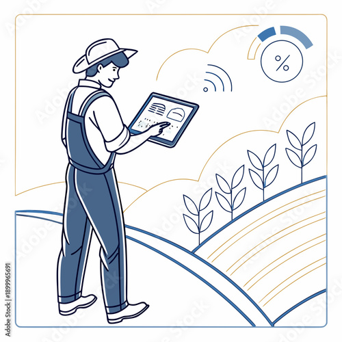 Smart Agriculture Tech Concept with Farmer Using Tablet for Crop Data