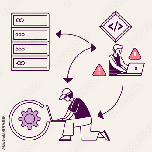 Software Development Workflow Stages Flat Vector Illustration