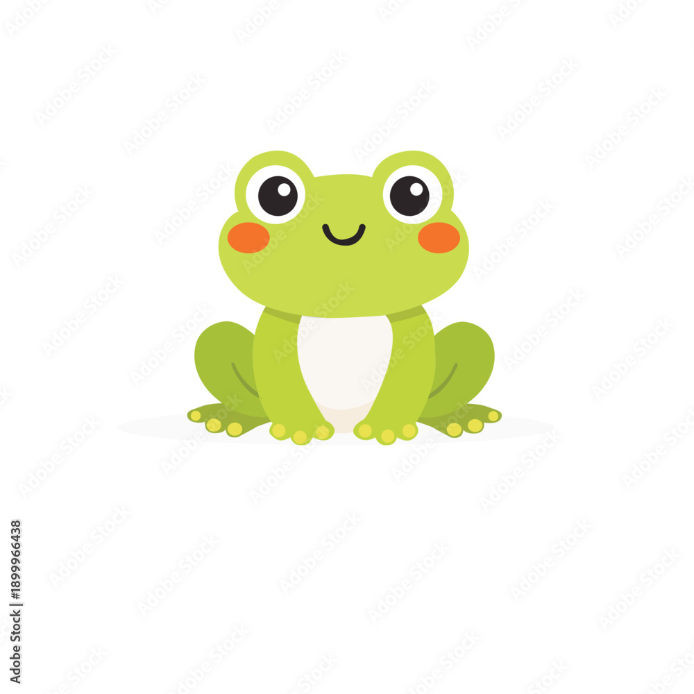 Fototapeta premium Cute Smiling Frog Cartoon Character Flat Vector Illustration