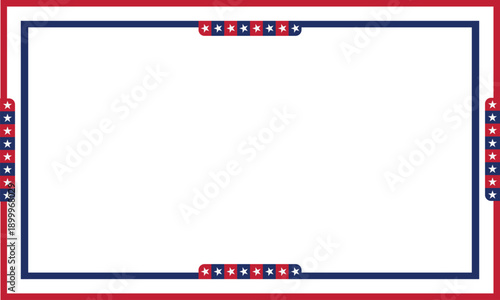American Patriotic Frame With Stars And Red White Blue Border