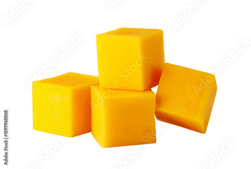 Yellow cheddar cheese cubes snack food transparent background