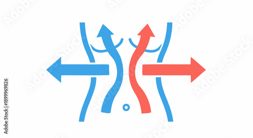 Metabolic Flow Exchange Diagram in Human Torso. Internal Regulation Process Illustration with Red and Blue Arrows.