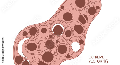 Abstract Cellular Pattern Vector. Stylized Biological Tissue Structure, Microscopic Background, Ovarian Follicle or Tumor Concept.