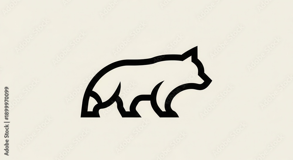 Fototapeta premium Stylized line art representation of a walking predatory mammal profile facing right