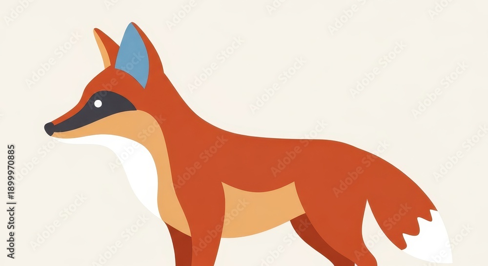 Fototapeta premium Stylized depiction of a wild canine observed in profile against a pale backdrop