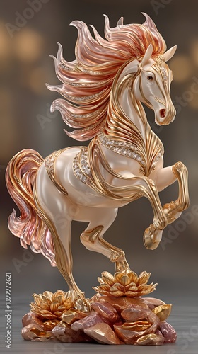Royal golden stallion sculpture high resolution photo