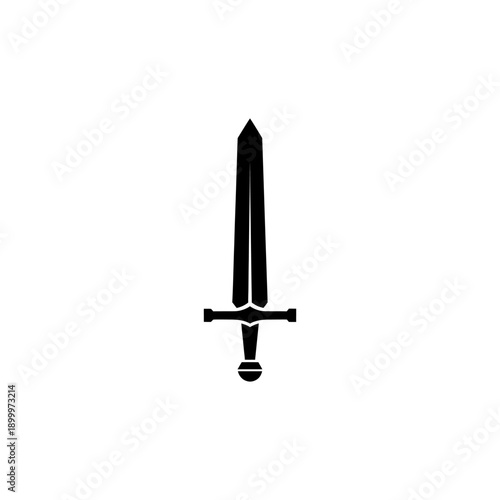 Black solid silhouette vector icon of medieval sword symbolizing Saint George