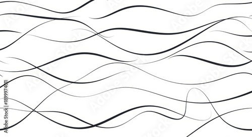 Abstract wavy lines pattern on white background, flowing dynamic curves texture