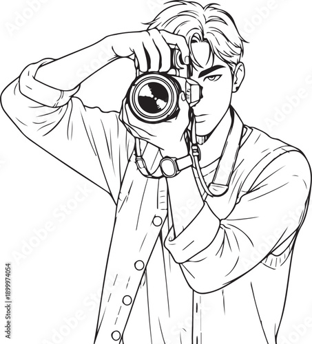 Anime style boy with electric scooter, urban commuter drawing