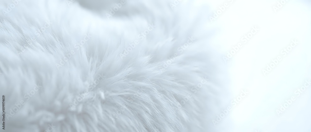 Obraz premium Soft white fluffy fur texture close-up with natural lighting creating gentle shadows and highlights for luxury fashion and comfort concepts.