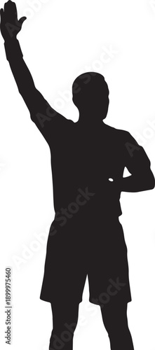 Referee Signaling Foul on White Background