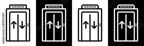 Elevator icon with precise linear geometry and smooth contours. Professional vector symbol ideal for architectural, office and building related design projects.