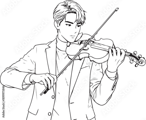 Archer boy aiming with bow and arrow, sports line art drawing