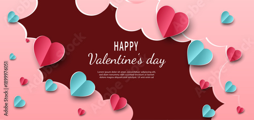 Valentine’s Day Sale Banner with Red Hearts, happy valentines day background vector illustration eps, valentine discount banner, promotional banner, sale banner