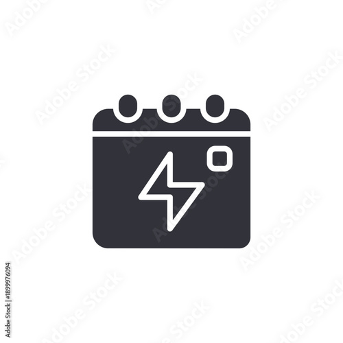 Calendar icon with lightning bolt symbol representing urgent deadlines, fast action schedules, energy events, and rapid response planning.