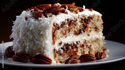 Wallpaper Mural Italian cream cake with coconut and pecans toasted dark, rich contrast Torontodigital.ca