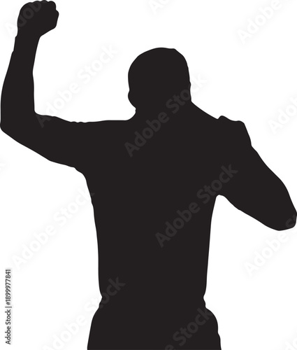 Silhouette Man Celebrating Victory Arms Raised