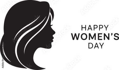 Happy Women's Day celebration female profile portrait vector illustration flat design