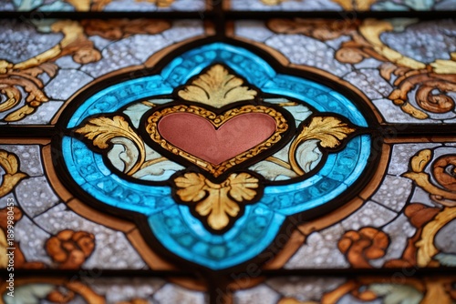 Stained glass heart loving ornament design