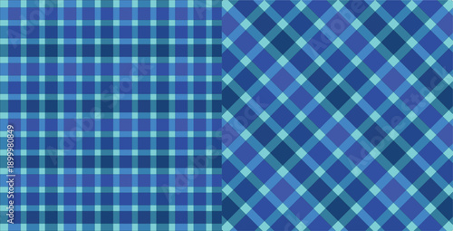 Blue Plaid Pattern Design with Various Shades and Checkered Layout vector illustration