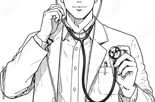 Hungry boy biting into burger, fast food lifestyle sketch