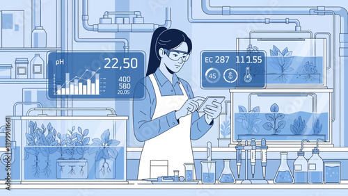 Scientist Conducting Research in a Laboratory Setting with Various Equipment