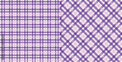 Purple Plaid Pattern Design with Various Shades and White Accents vector illustration