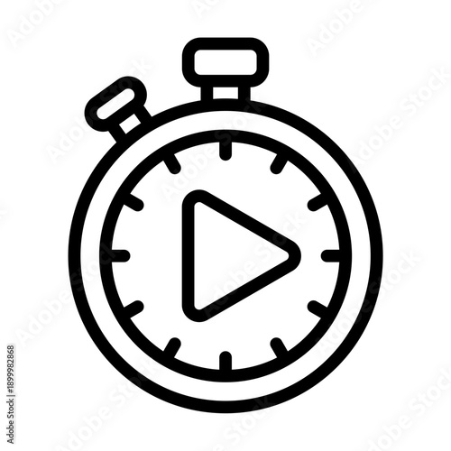 Play Timer Stopwatch Outline Icon