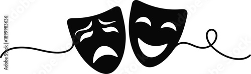 Comedy and tragedy theatre, carnival masks. 
