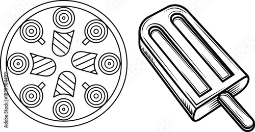 black and white popsicle twister vector illustration