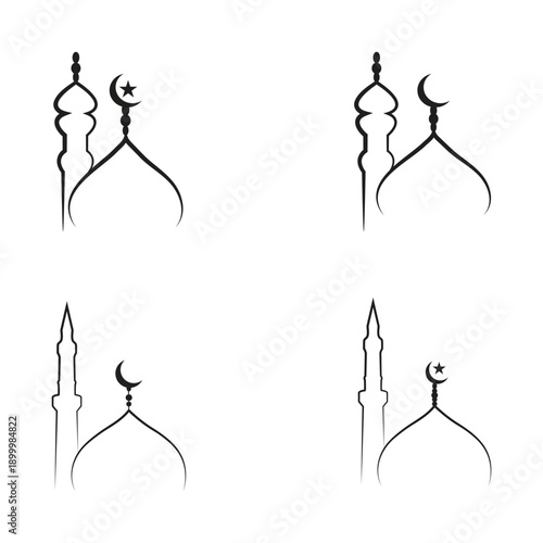 Dome mosque icon representing Islamic architecture, place of worship, Ramadan prayers, faith, spirituality, and Muslim culture.vector art