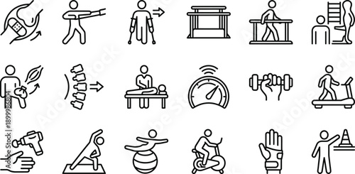 Black and white line of people exercising and physical therapy exercise fitness workout