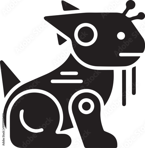 unique AI-Driven Robot Pet Icon silhouette