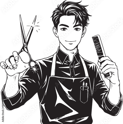 Cool teenager with energy drink can, urban beverage line art