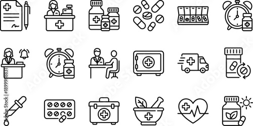 Medical pharmacy healthcare symbols medicine