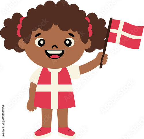 girl Holding Danish Flag vector shape